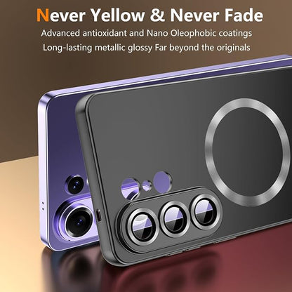 for Samsung Galaxy S26 Ultra Case,Luxury Plating Matte Case for Galaxy S26 Ultra Full Camera Lens Cover & Privacy Screen Protector Cute Women Girls Phone Cover for S 26 Ultra,Black