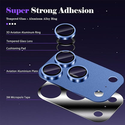 Camera Lens Protector for iPhone 17 Pro Camera Lens Protector [Strong Adsorption] [Not Easy to Break] Metal Tempered Glass Rear Camera Screen Cover - Dark Blue