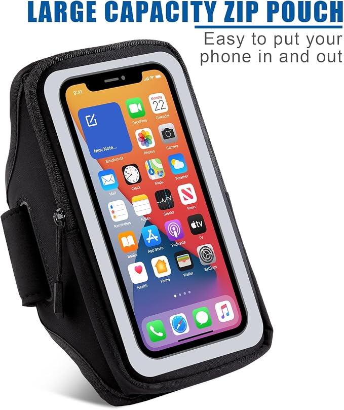 3D Design Zipper Armband for iPhone 15,14,13,12,11,Pro Max, Samsung Galaxy S24,23,22,21+, Ultra, Motorola, Google, Sport Armband with Zipper Slot for Airpods, Buds (6.8 inch)