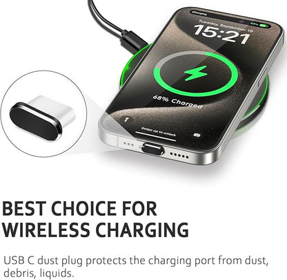 USB C Dust Plug, 4 Pack USB C Dust Cover Type C Anti Dust Port Plug Charging Port Protector Cap with Speaker Dust Cover for iPhone 15,16, Ari,17 Series, Samsung Galaxy S24-S20,Note, All USB C Devices