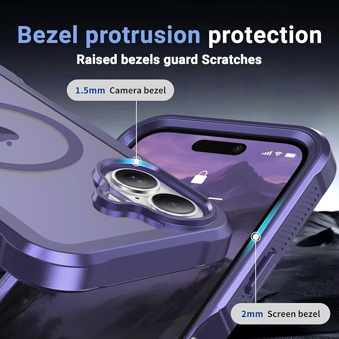 jaroco Magnetic for iPhone 17 Case, [Compatible with MagSafe][Military Grade Drop Protection][Heavy Duty Protection][Non-Slip][Shockproof] 2-Layer Durable Bumper Phone Case 6.3''-Dark Purple
