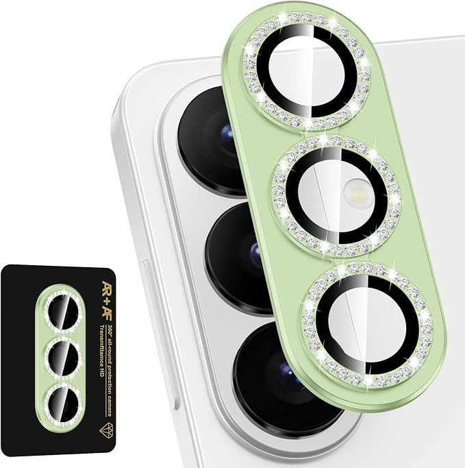 for Samsung Galaxy S26 Plus Camera Lens Protector, Electroplated Matte Back with 9H Tempered Glass Lens Protector, [Strong Adsorption] [Case-Friendly] Metal Ring HD Lens Cover, Green Diamond