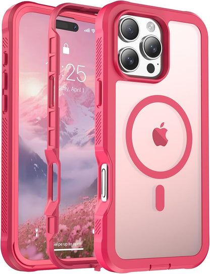 jaroco Magnetic for iPhone 16 Pro Max Case, [Compatible with MagSafe][Military Grade Drop Protection][Heavy Duty Protection][Non-Slip][Shockproof] 2-Layer Durable Bumper Phone Case 6.9''-Rose