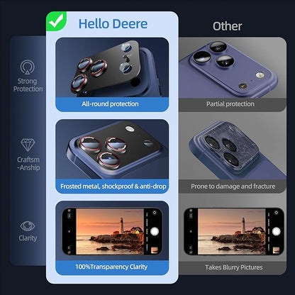 9H High-alumina Tempered Glass Camera Lens Protector for iPhone 17 Pro Lens , Military-Grade Shatterproof with Strong Adsorption, Full Coverage Case-Friendly Cover (Black, iPhone 17 Pro - 2 Pack)