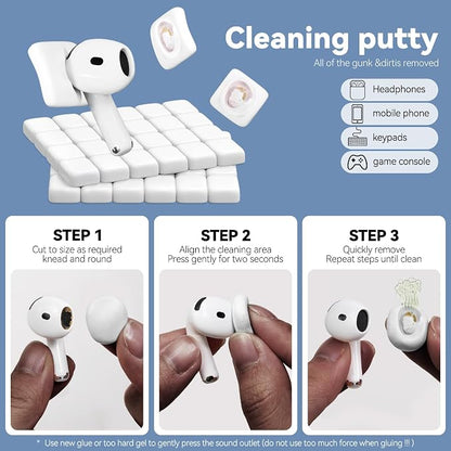 for Airpods Cleaner Kit,Bluetooth Earbuds 3 in 1 Multi-Function Cleaning Pen and Cleaning Putty,for Airpods Pro Phone Charging Port,Earbuds,Headphone, iPod,Case,iPhone,ipad,Laptop (White)