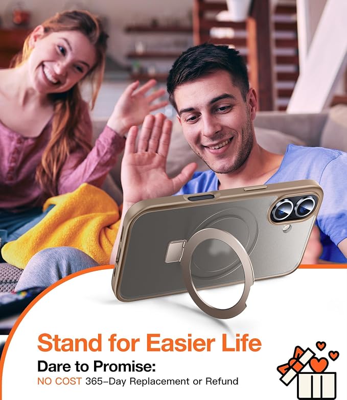 Chicfun 3-in-1 [Magnetic+Kickstand+Ring Holder] for iPhone 16 Plus Case with Stand Ring Holder,Compatible with MagSafe, Military Shockproof Kickstand Case iPhone 16 Plus Desert Titanium