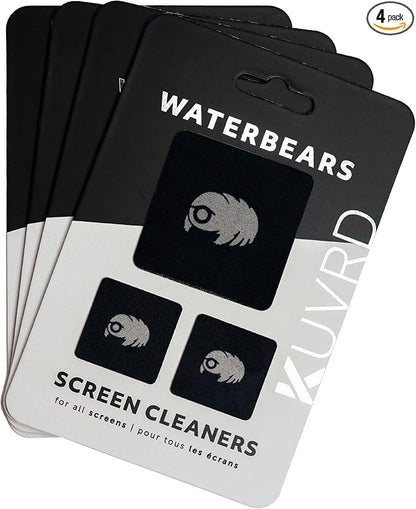 KUVRD Waterbear - Universal Screen Cleaners - Teeny Tiny Cleaning Tools for Your Lenses & Screens - 4-Pack - (4-Pad Sets)