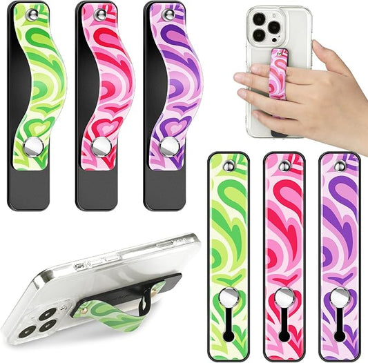 Weewooday 6 Pieces Phone Grip Holder Cell Phone Grip Strap Telescopic Finger Strap Stand Universal Finger Kickstand for Most Smartphones(Stylish)