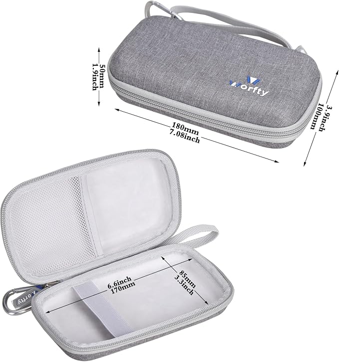 Case for VEEKTOMX Portable Charger with Built in Cables 10000mAh / 20000mAh Power Bank for iPhone with AC Wall Plug - Hard Protective Travel Carrying Storage Bag (Grey)