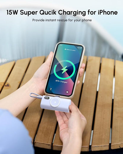 Little Blue Portable Charger Power Bank for iPhone 14 Pro, 5000mah Compact-Handy Battery Pack for Lightning, Travel Backup Charger for iPhone 12 mini, On-the Go Phone Charger