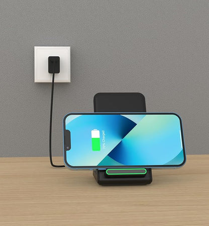 Fast Wireless Charger (Stand), 15W Fast Charging Stand with Adapter for Samsung Galaxy S25/S25+/S25 Ultra/S24/S23/S22/S21, for iPhone 17/16/15/14/13/12/11/XR, for Pixel 9/8/7, and More. (Black_2Pack)