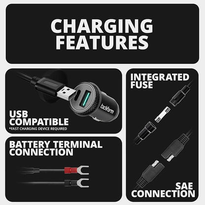 Tackform Aluminum Motorcycle Adventure Phone Mount - Vibration Dampening and Wireless Charging | Fits 1-1/4" to 1-1/2" Handlebars | Compatible with iPhone, Galaxy, More | Short Reach Arm | Chrome