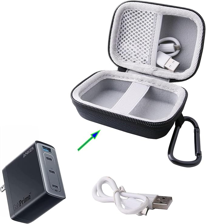 WERJIA Travel Hard Case for Anker 317 100w USB-c Charger, 736 Charger (Nano II 100W), 747 Charger GaNPrime 150W USB C Charger Case