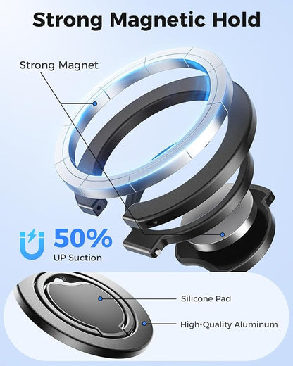 SUPERONE【Upgraded】 Ultra-Thin Magnetic Phone Grip for MagSafe Ring Holder, Removable Gym Dual-Sided Magnets MagSafe Kickstand for iPhone 17/16/15/14/13/12 & All Smartphones, Fit Magnetic Car Mount