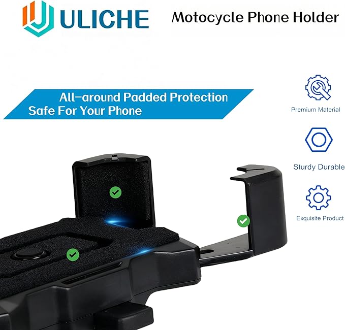 Motorcycle Rearview Mirror Phone Holder, Quick Release Motorbike Universal Phone Mount for Motorcycle Scooter Moped Rear View Mirror Phone Mount for 4.5-6.8 inch Cell Phone