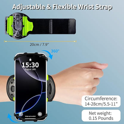 Wristband Phone Holder for Running,【360° Rotatable & Upgrade Anti-Drop】 Suitable for Mobile Phones（Fits All 4-6.5 Inch）, scanners, Portable Computers, and PDAs(Green)