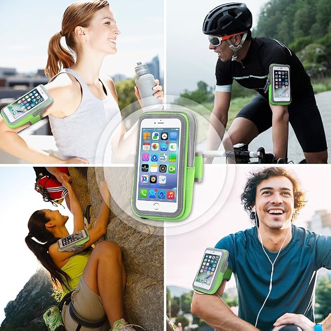 LENPOW 2 Pack Multifunctional Outdoor Sports Armband Sweatproof Running Armbag Casual Arm Package Bag Gym Fitness Cell Phone Bag Key Holder for iPhone 17 16 15 13 Max Pro Plus Samsung Galaxy Note S25