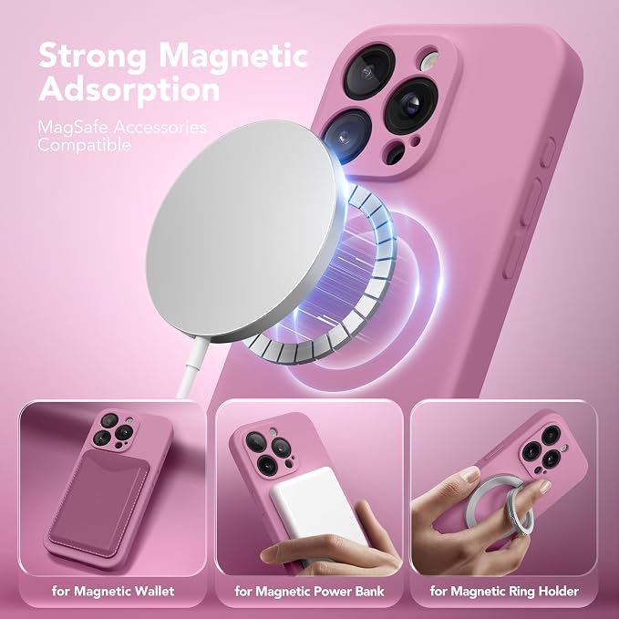 Magnetic for iPhone 13 Pro Case, Compatible with MagSafe, [Full Camera Protection][Screen Protector] Silicone Shockproof Protective Phone Case for iPhone 13 Pro 6.1", Blackcurrant