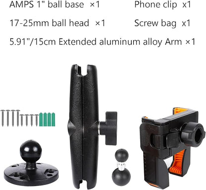 xik Universal Phone Mount Holder for Boat Car Truck Motorcycle UTV - AMPS Round Base, [1s Lock & Release][360° Adjustable], Fits 4.7"-7.2" Phones, Heavy Duty, Wall Mount