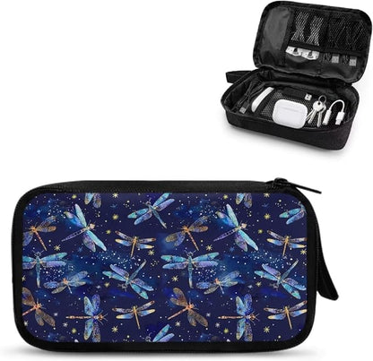 Galaxy Dragonfly Print Cable Organiser Bag, Electronic Accessories Bag for Travel, Waterproof Cord Storage Organizer for Hard Drives, Cables, Chargers, Power Bank