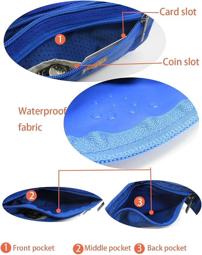 Naoki Outdoor Sports Running Jogging Cycling Hiking Camping Climbing Travel Ultra-thin Waterproof Polyester Waist Pack/Bag Runner Belt(Navy)