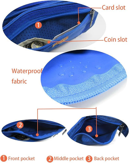 Naoki Outdoor Sports Running Jogging Cycling Hiking Camping Climbing Travel Ultra-thin Waterproof Polyester Waist Pack/Bag Runner Belt(Navy)