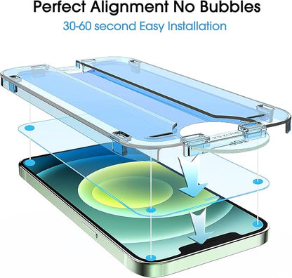 amFilm OneTouch Tempered Glass Screen Protector for iPhone 12 Mini (5.4", 2020) with Easy Installation Kit(2-Pack)