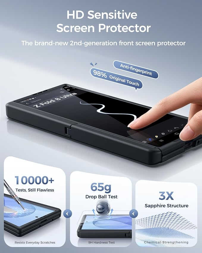 SSLOTSCASE Magnetic Slim for Samsung Z Fold 8 Ultra Case with Stand, Black | Compatible with MagSafe, Hidden Kickstand, Hinge Protection, HD Screen Protector, Rugged Silicone Men Women Phone Cover 2026