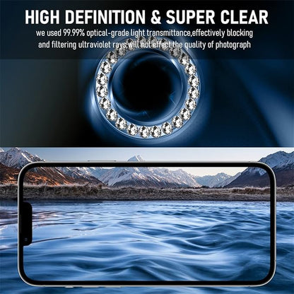Suoman 3-Pack for iPhone 12 Pro Max Camera Lens Protector, 9H Tempered Glass, [Does not Affect Night Shots] Metal Frosted Independent Protective Cover - Diamonds-Blue