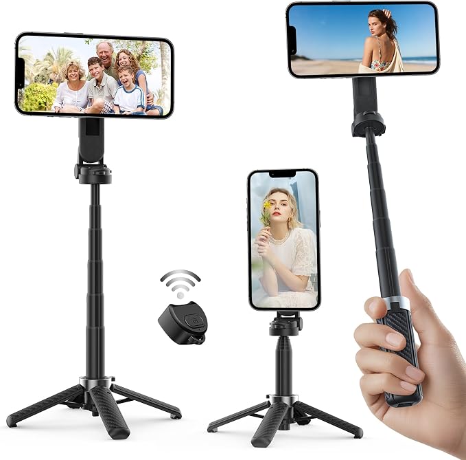 Opticnock 4-in-1 Magnetic Selfie Stick for iPhone/Android - 360° Rotatable, Extendable with Wireless Remote | Pocket Size | Includes Phone Ring (1PC)
