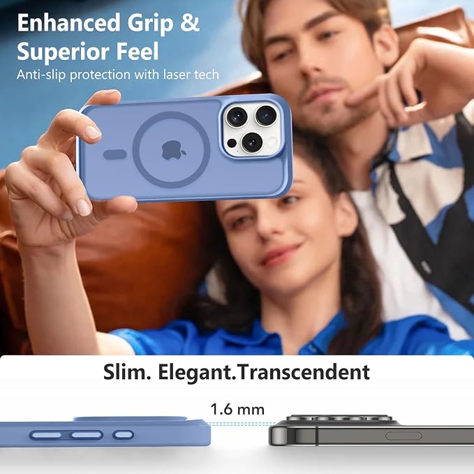MOCCA Strong Magnetic for iPhone 14 Pro Case, [Compatible with Magsafe][13FT Military Drop Protection] Slim Translucent Matte Shockproof Case for iPhone 14 Pro Phone Case 6.1'', Blue