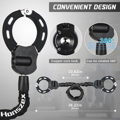 Scooter Lock, Electric Scooter Locks Anti Theft & Waterproof Scooter Bag, Bike Lock with Key, Heavy Duty Handcuff Chain Lock for E Scooter, Electric Bike, Bicycle, Motorbikes