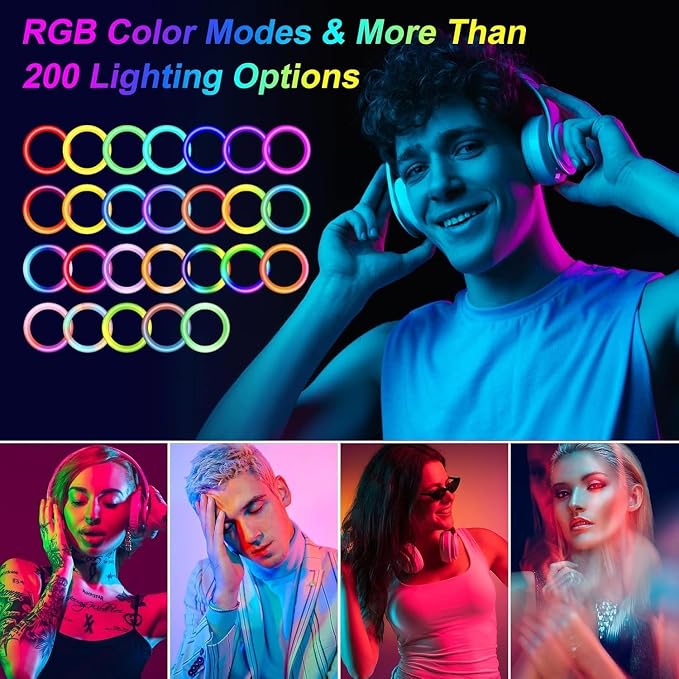 12.3" Ring Light with Stand & Phone Holder Tall 75", 51 Color Modes Circle Lights Selfie Ringlight with Tablet Holder, 12 Dimming Levels Christmas LED Halo Light Tripod for iPhone Video Recording/Vlog