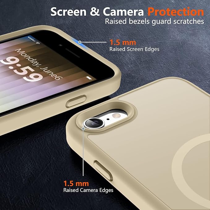 MOCCA Strong Magnetic for iPhone SE Case 2022/iPhone SE 2020 Case/iPhone 7 Case/iPhone 8 Case [Compatible with Magsafe] Slim Thin Translucent Matte Protective Cover Phone Case 4.7'', Light Gold