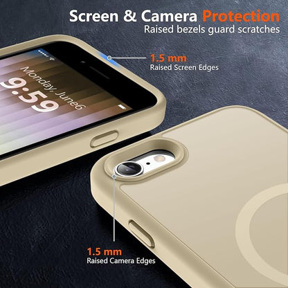 MOCCA Strong Magnetic for iPhone SE Case 2022/iPhone SE 2020 Case/iPhone 7 Case/iPhone 8 Case [Compatible with Magsafe] Slim Thin Translucent Matte Protective Cover Phone Case 4.7'', Light Gold