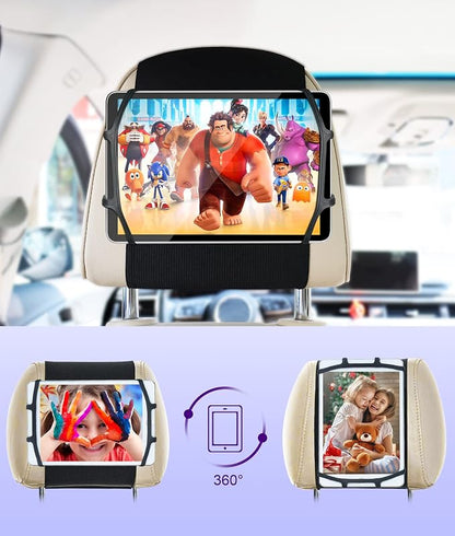 Upgraded Car Headrest Mount Holder, Tablet Holder for Car Back Seat, Tablet Mount for Kids Fits All 7-12.9'' Tablets