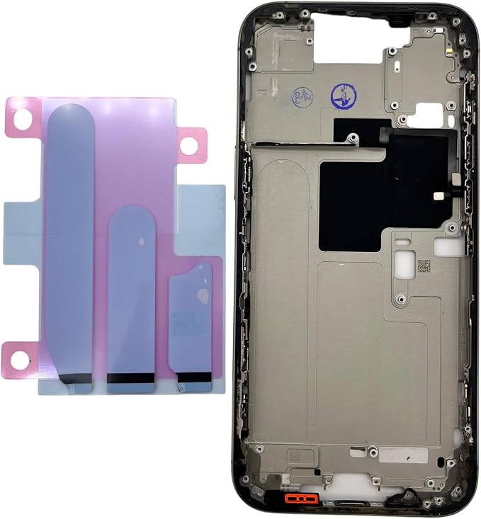TheCoolCube Middle Frame Housing Cover Case with Power & Volume Button & Battery Adhesive Replacement Compatible with iPhone 16 Pro Max 6.9 Inches (US Version) (Natural)