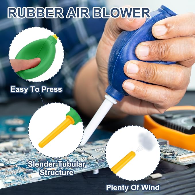 PATIKIL Soft Tip Air Blower Dust Blaster, 3 Pcs Rubber Bulb Air Pump Dust Blower Cleaner Cameras Lens Cleaning Tool with Long Nozzle for Camera Lens Computer Keyboard, Green/Yellow