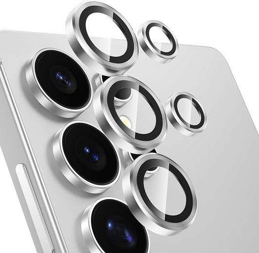 Tensea (3+2PCS Compatible with Samsung Galaxy S25 Ultra Camera Lens Protector, 9H Tempered Glass Camera Cover Screen Protector Metal Individual Ring [Installation Tray][Case Friendly]