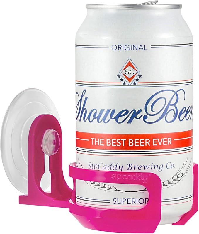 The Original SipCaddy Shower Beer & Bath Wine Holder | Portable Cupholder | Shower Caddy | Drink Holder for Beer & Wine | American-Made Suction Cup | The Best | Pink