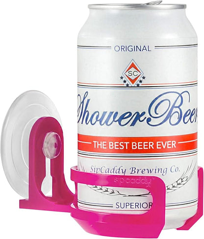 The Original SipCaddy Shower Beer & Bath Wine Holder | Portable Cupholder | Shower Caddy | Drink Holder for Beer & Wine | American-Made Suction Cup | The Best | Pink