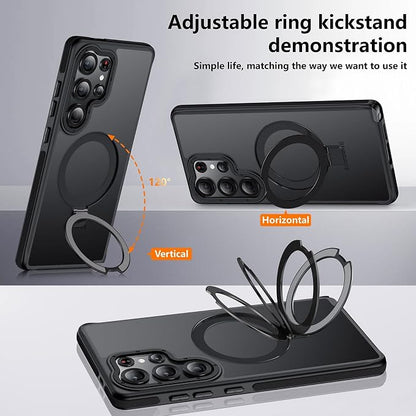 for Samsung Galaxy S25 Ultra Case, Magnetic Adjustable Ring Stand [Fit for Magsafe], [Military-Grade Shockproof Protection] Phone Case for S25 Ultra Case with Kickstand&Ring Holder (Black)1