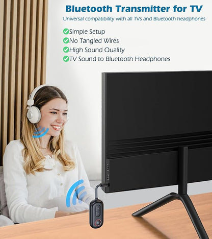 Airplane Bluetooth Adapter for Headphones, Bluetooth Transmitter for TV to Headphones, 3.5mm Car Adapter for Handsfree Call Music, Audio Receiver for Home Speaker, KAIY Wireless Transmitter Receiver