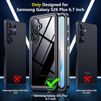 SPIDERCASE for Samsung Galaxy S26 Plus Case Waterproof, Built-in Screen Protector [IP68 Underwater] [Military Grade Shockproof] Full Body Sealed Protection for Galaxy S26 Plus Case 6.7", Purple/Clear