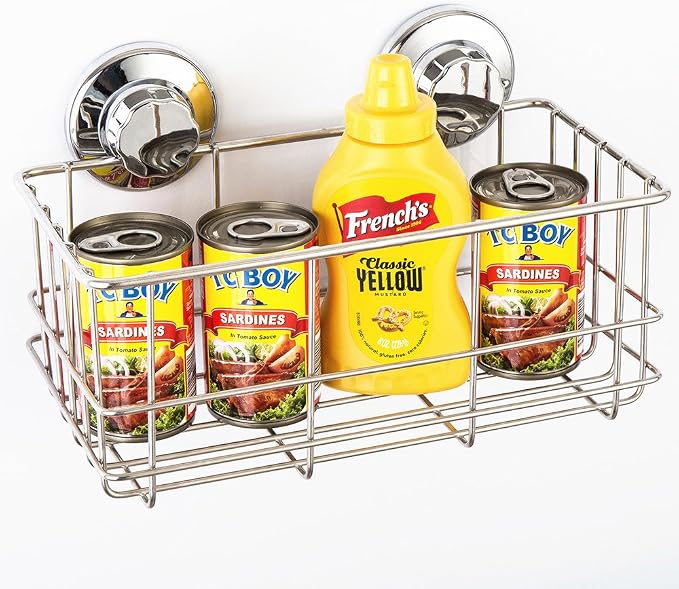 iPEGTOP Suction Cup Deep Shower Caddy Bath Wall Shelf for Large Shampoo Shower Gel Holder Bathroom Storage - Rustproof Stainless Steel