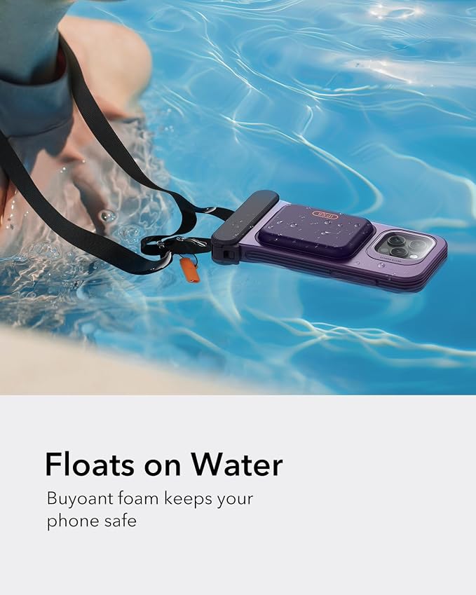 ESR Waterproof Phone Pouch for iPhone 13 Pro / 14 Pro / 15 Pro, Underwater Touch Sensitivity, IPX8 Floating Waterproof Cellphone Case with Lanyard, Dry Bag for Snorkeling, Purple