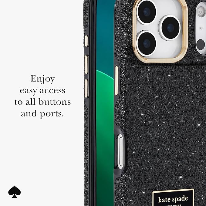 kate spade new york iPhone 17 Pro Case - Compatible with MagSafe - Designer Phone Case - Crystal Pave Nightfall
