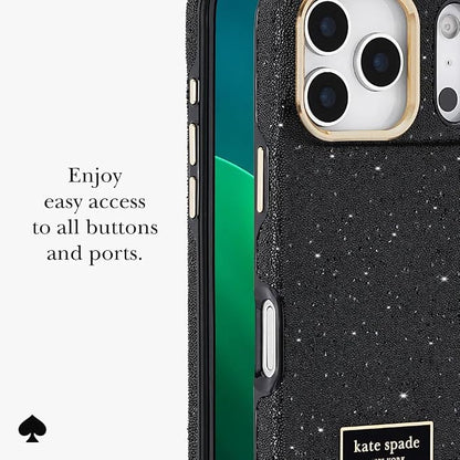 kate spade new york iPhone 17 Pro Case - Compatible with MagSafe - Designer Phone Case - Crystal Pave Nightfall