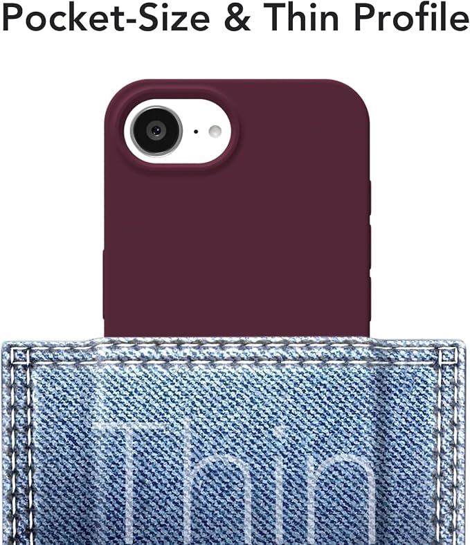for iPhone 17e 16e Case Silicone Compatible with Magsafe Case, Ultra Slim Thin Magnetic Phone Cases Mag Safe, Cute Soft Rubber Gel TPU Plain Wireless Charging Cover for Women, Burgundy Maroon