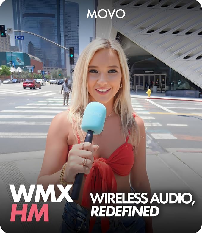 Movo WMX-HM Mic Handle for DJI Mic, Rode Wireless GO, Hollyland Lark, and More - Wireless Interview Microphone Handle - Wireless Lav Mic Adapter for Vlogging, Interviews, Podcasting, Content Creation